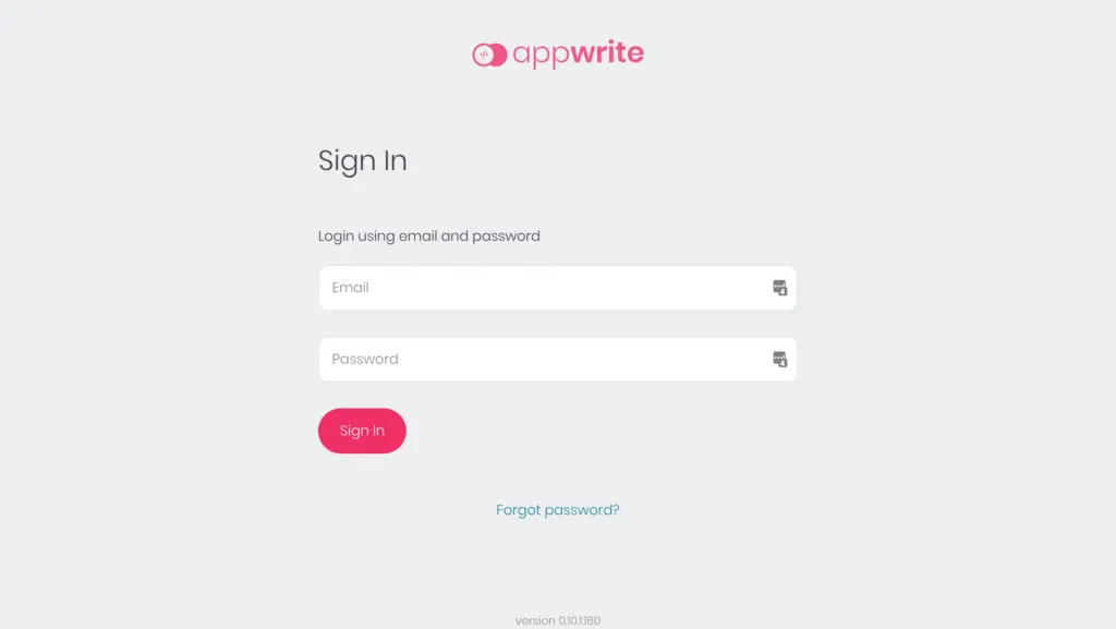 Sign in to newly created appwrite project